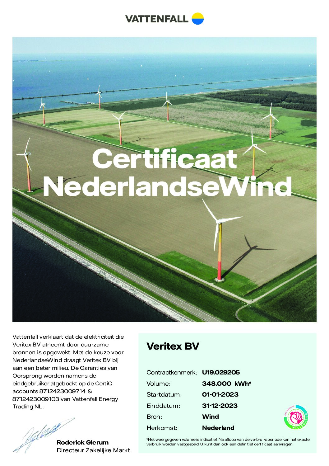 VF_A4_GroenCertificaat NederlandseWind_NL_INDICATIEF Veritex BV 2023